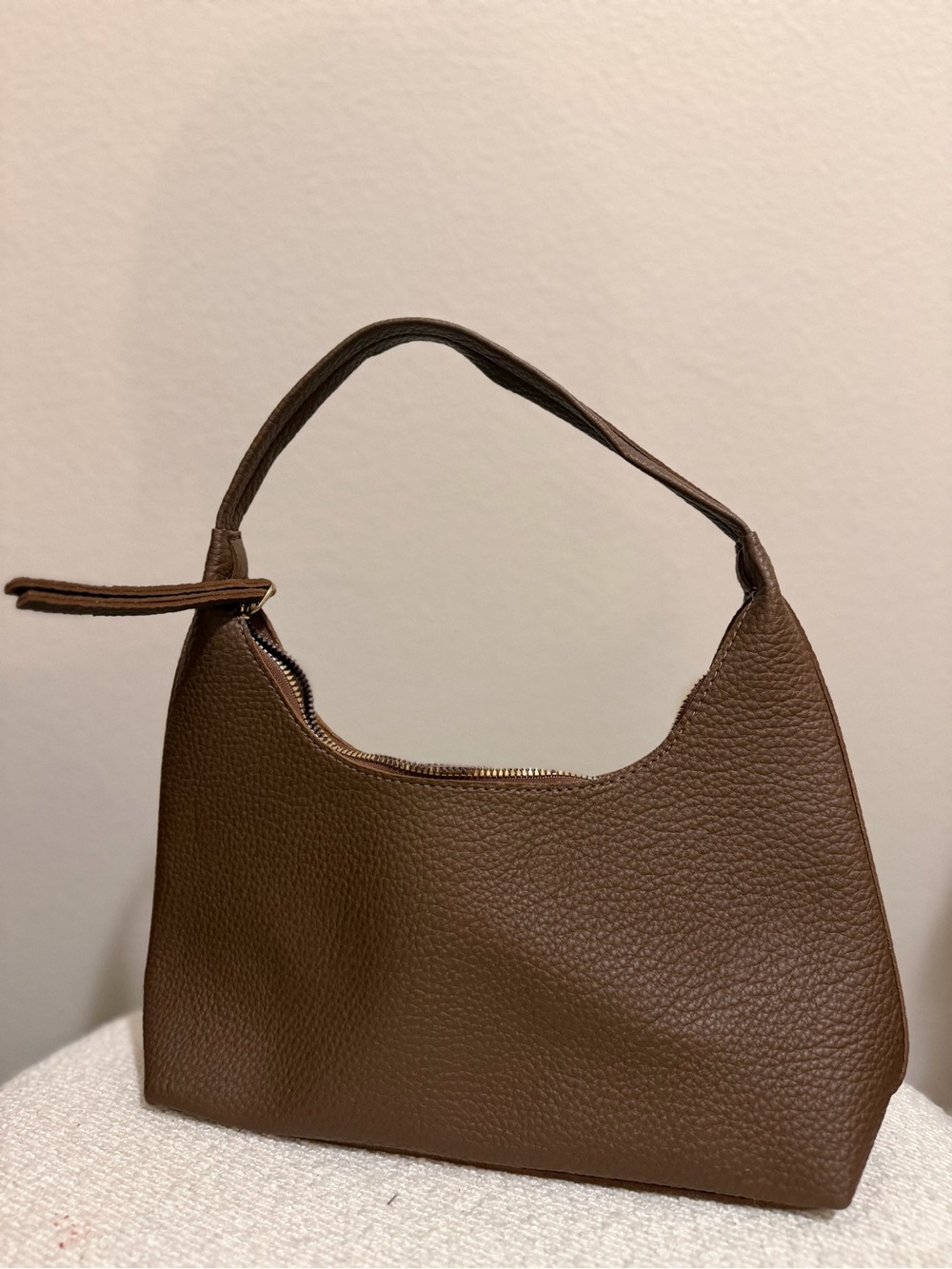 Brown Pebbled Leather Hobo Bag - Classic Women’s Shoulder Bag